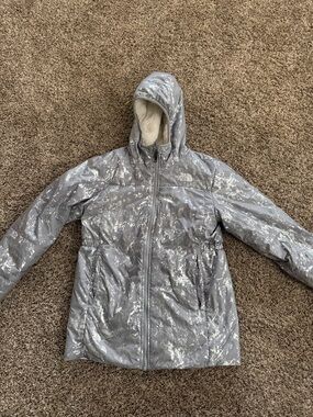 The North Face Silver Hooded Puffer Jacket for Kids